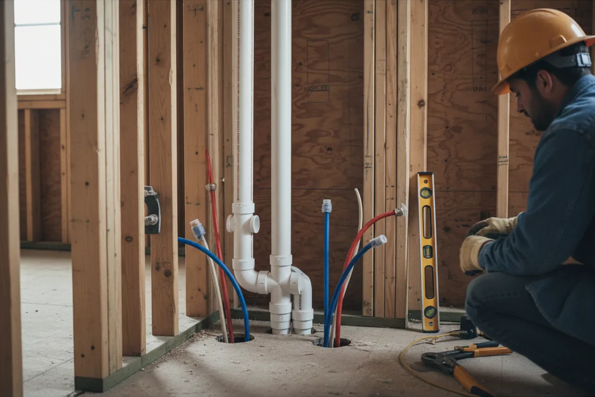 Drain and supply rough-in during Sump Pump Repair in Colmesneil